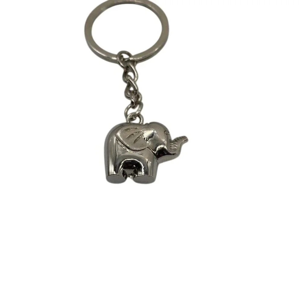 Metallic Elephant Keychain With Silver Tone Finish & Functional Compact Design‎